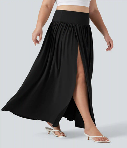 Breezeful™ High Waisted Tummy Control 2-in-1 Flowy Quick Dry Maxi Plus Size Skirt