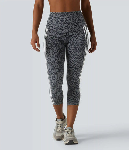 Halara UltraSculpt™ Leopard Print High Waisted Tummy Control Color Block Stripe Capri Training Leggings with Pockets
