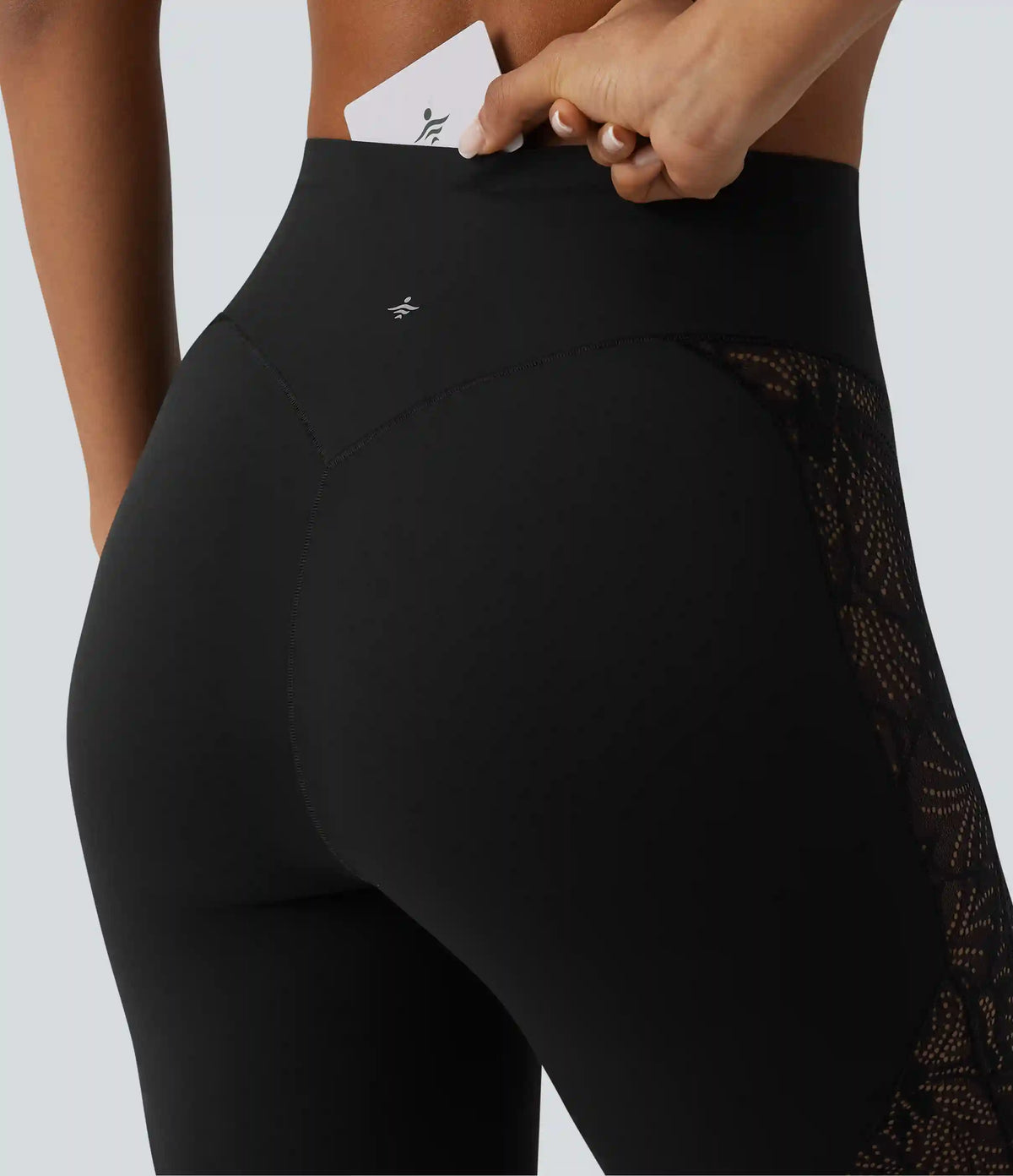 Halara UltraSculpt™ High Waisted Tummy Control Contrast Lace Yoga 7/8 Leggings with Pocket