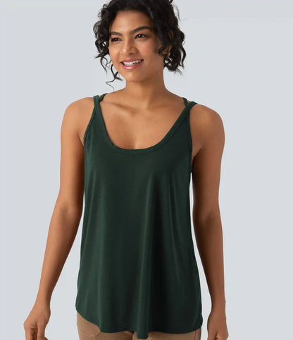 U Neck Relaxed Casual Tank Top