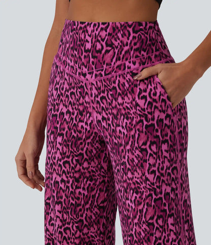 Halara UltraSculpt™ Leopard Print High Waisted Tummy Control Straight Leg Yoga Pants with Pockets