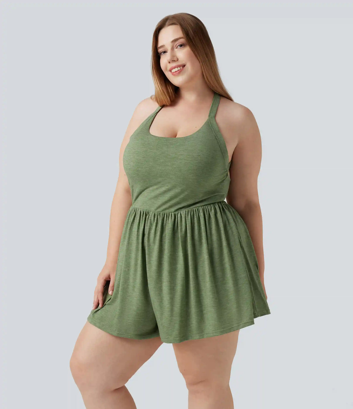 Plus Size Padded 2-in-1 Romper with Pockets-Easy Peezy Edition
