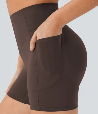 Halara UltraSculpt™ High Waisted Scrunch Butt Lifting Tummy Control Pocket Shaping Workout Biker Shorts 5''