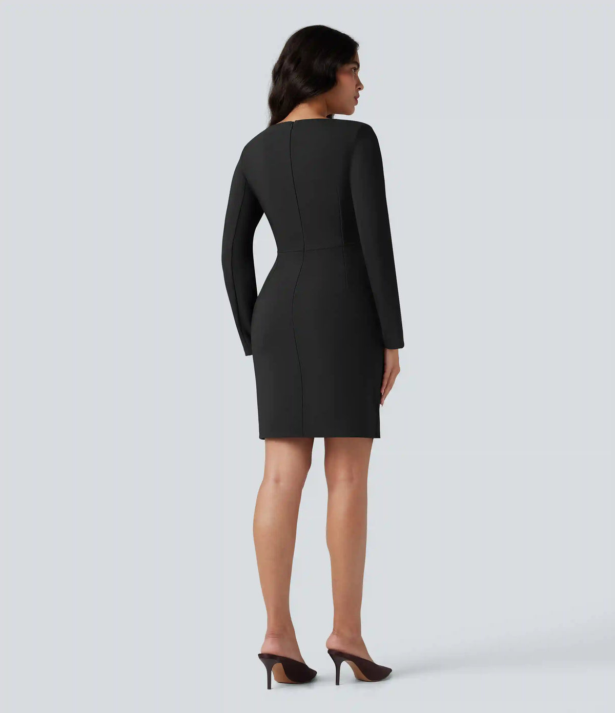 Square Neck Long Sleeve Mini Bodycon Work Dress