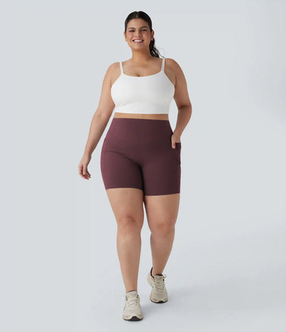 Plus Size Halara UltraSculpt™ High Waisted Scrunch Butt Lifting Tummy Control Shaping Training Biker Shorts 7'' with Pockets