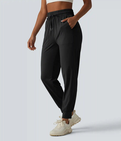 High Waisted Drawstring InstantCool Workout Joggers with Pockets-UPF50+