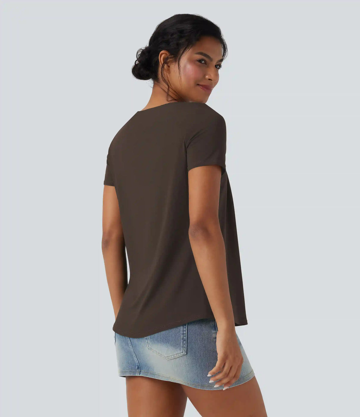 Square Neck Short Sleeve Casual Blouse