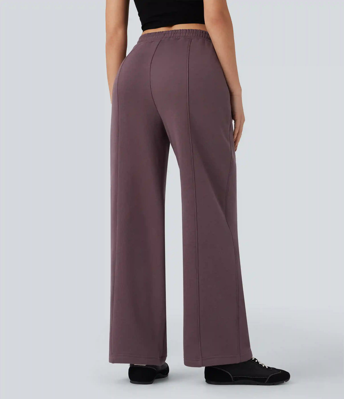 High Waisted Drawstring Straight Leg Fleece Casual Cotton Pants with Pockets