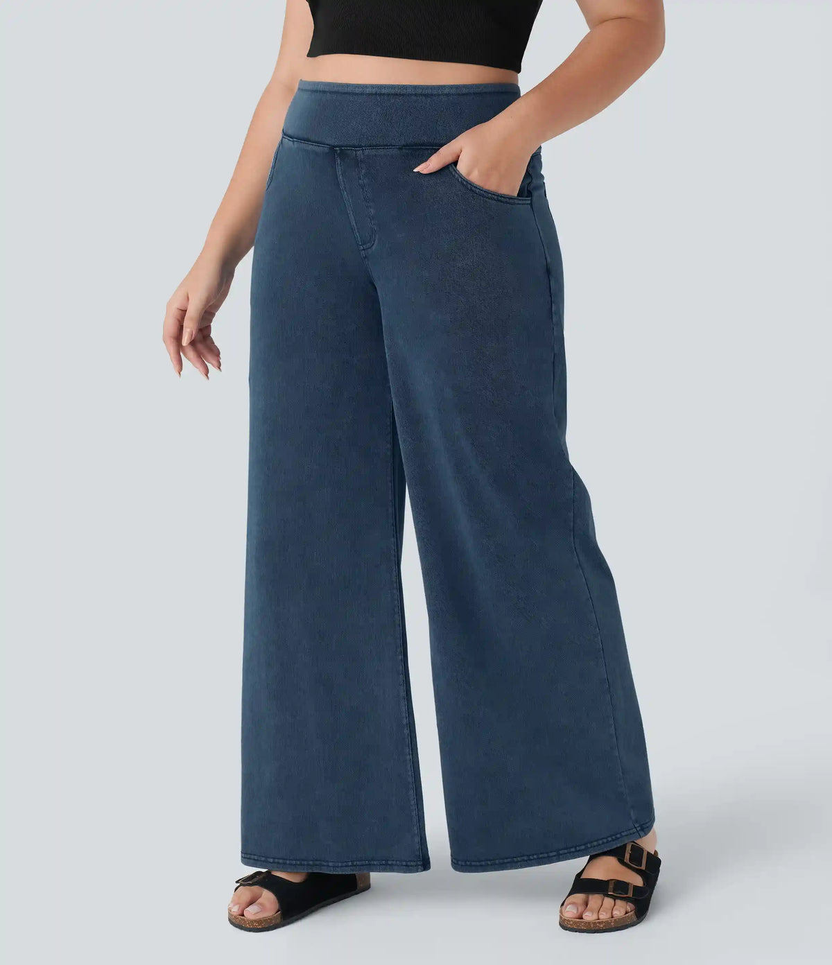 Halara Flex™ High Waisted Pockets Baggy Wide Leg Loose Casual Plus Size Jeans