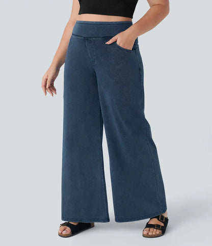 Halara Flex™ High Waisted Pockets Baggy Wide Leg Loose Casual Plus Size Jeans