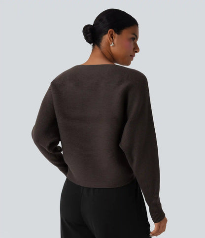 Boat Neck Batwing Sleeve Casual Sweater