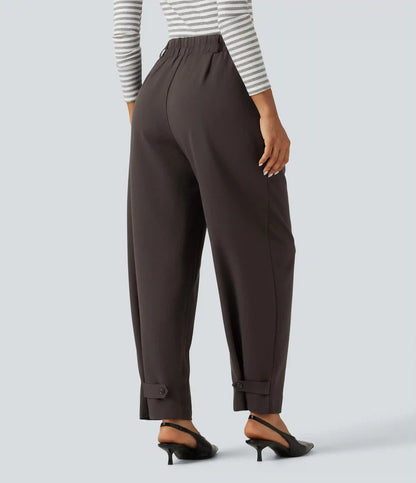 High Waisted Straight Leg Work Pants with Pockets