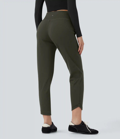DayStretch High Waisted Crossover Tapered Casaul Pants with Pockets