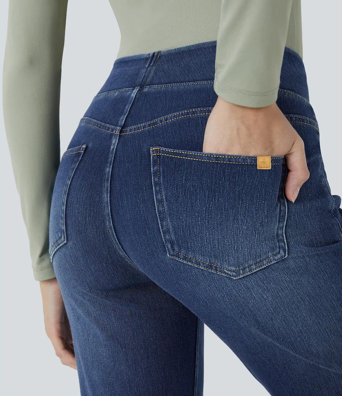 Halara Flex™ High Waisted Pockets Washed Casual Bootcut Jeans