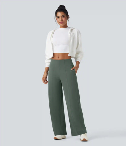 DayStretch Mid Rise Wide Leg Baggy Casual Pants with Pockets