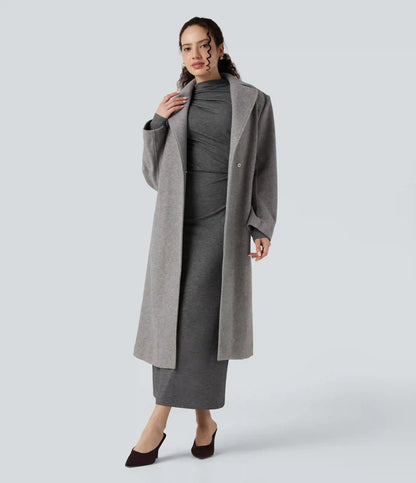 Mock Neck Long Sleeve Midi Casual Dress