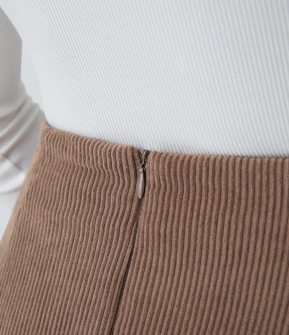 High Waisted 2-in-1 A Line Mini Corduroy Casual Skirt