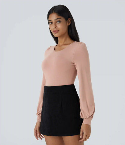Round Neck Long Sleeve Casual Bodysuit