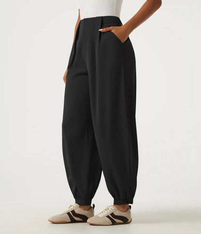 High Waisted Casual Bloomer Pants with Pockets