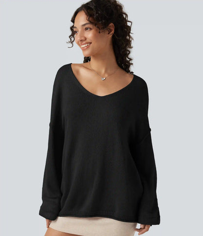 V Neck Long Sleeve Casual Sweater