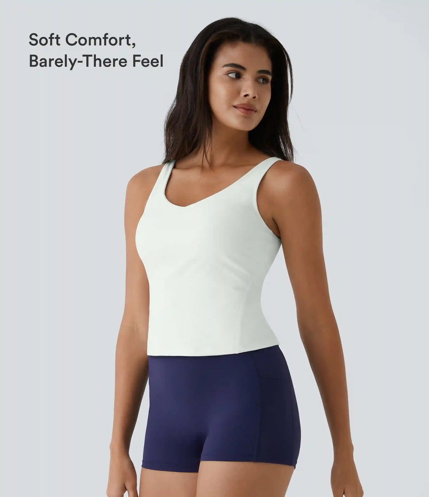 SoftlyZero™ Plush Padded V Neck Plain Tank Top