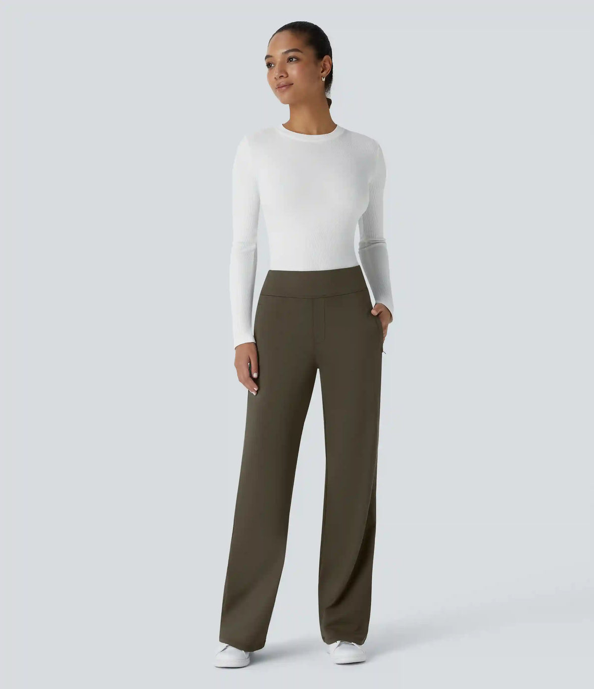 Halara Flex™ DayStretch Mid Rise Side Zipper Pocket Work Flare Pants