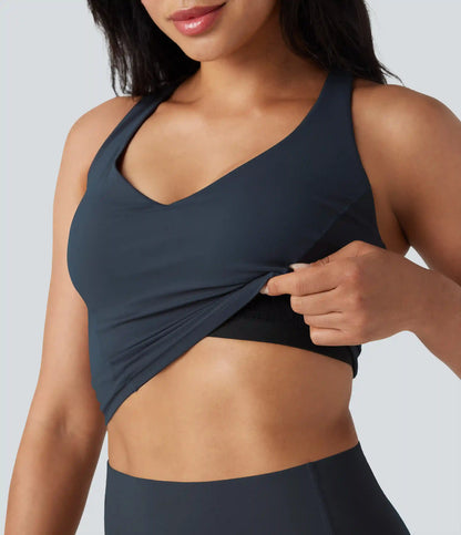 Halara UltraSculpt™ Deep V-neck Push-Up Crisscross Back 2-in-1 Yoga Tank Top