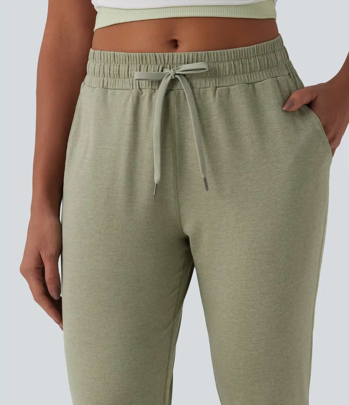 Mid Rise Drawstring Tapered Casual Joggers with Pockets