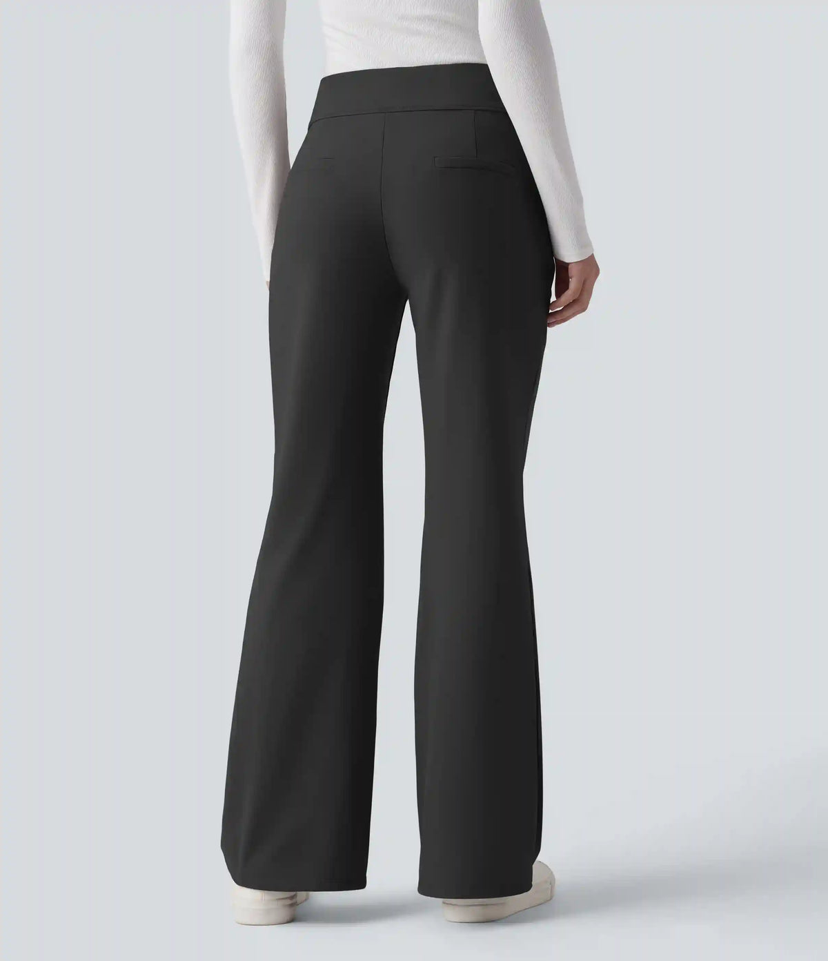 Mid Rise Fleece Work Flare Pants with Zip Pockets