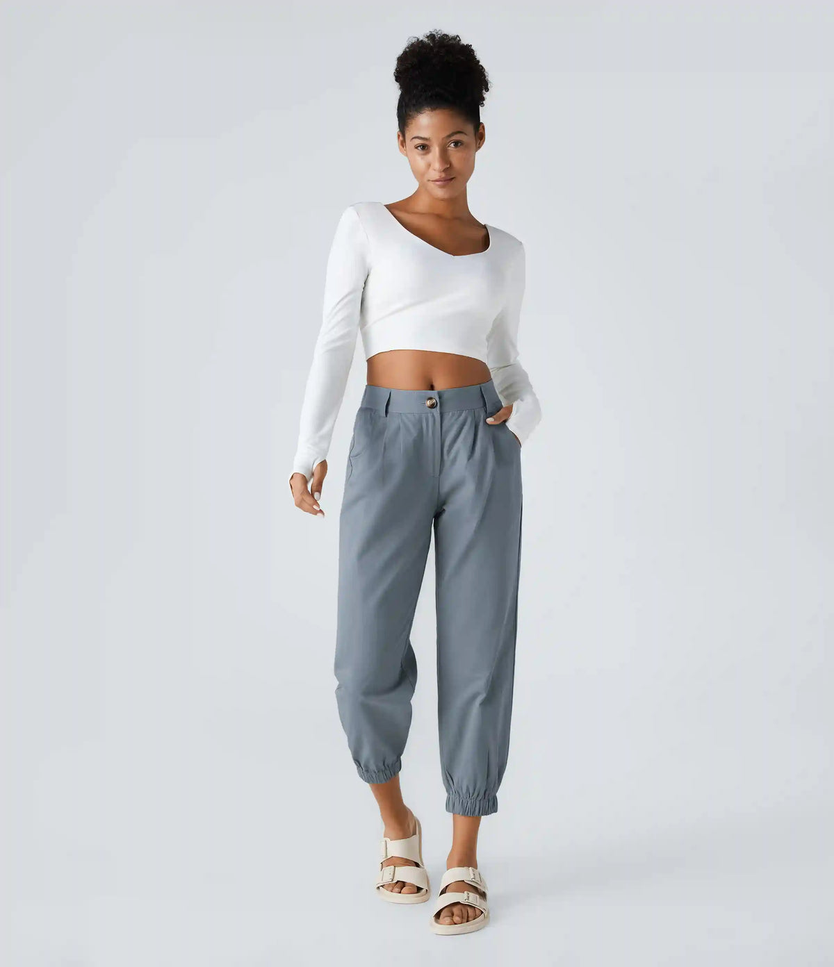 Mid Rise Casual Joggers with Pockets