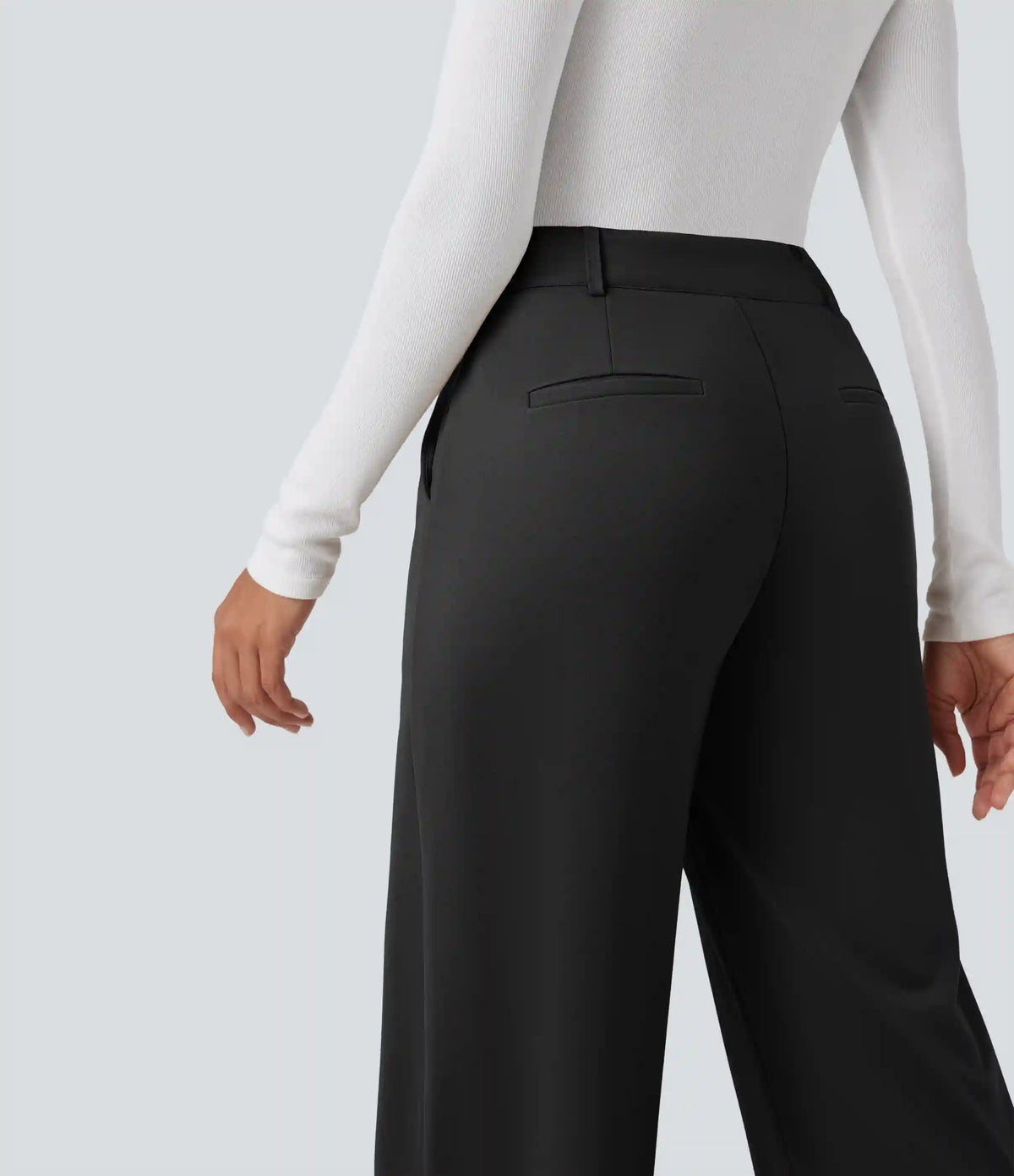High Waisted Straight Leg Work Pants with Pockets