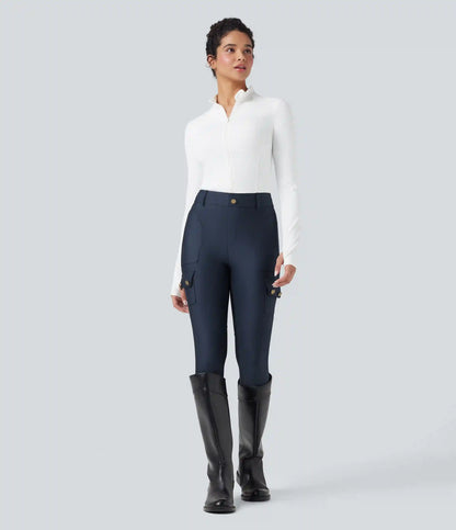 High Waisted Sheen 7/8 Leggings with Pockets