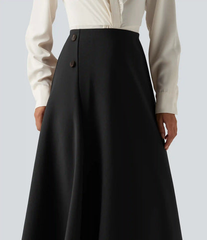 High Waisted A-Line Midi Work Skirt