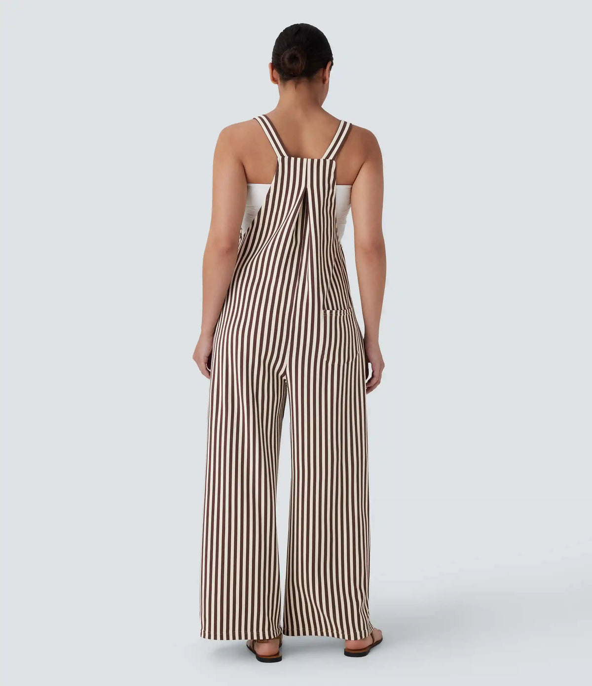 Pockets Stripe Waffle Overalls