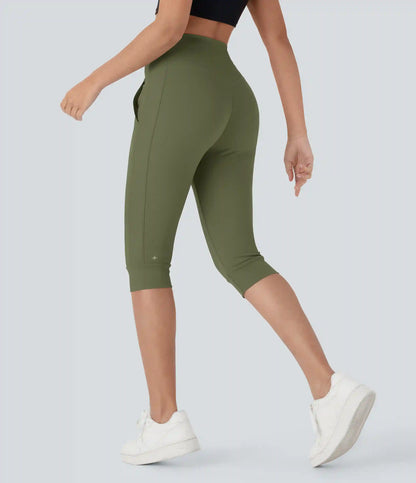 SoftlyZero™ Plush High Waisted Drawstring Pocket Yoga Pedal Pusher Joggers
