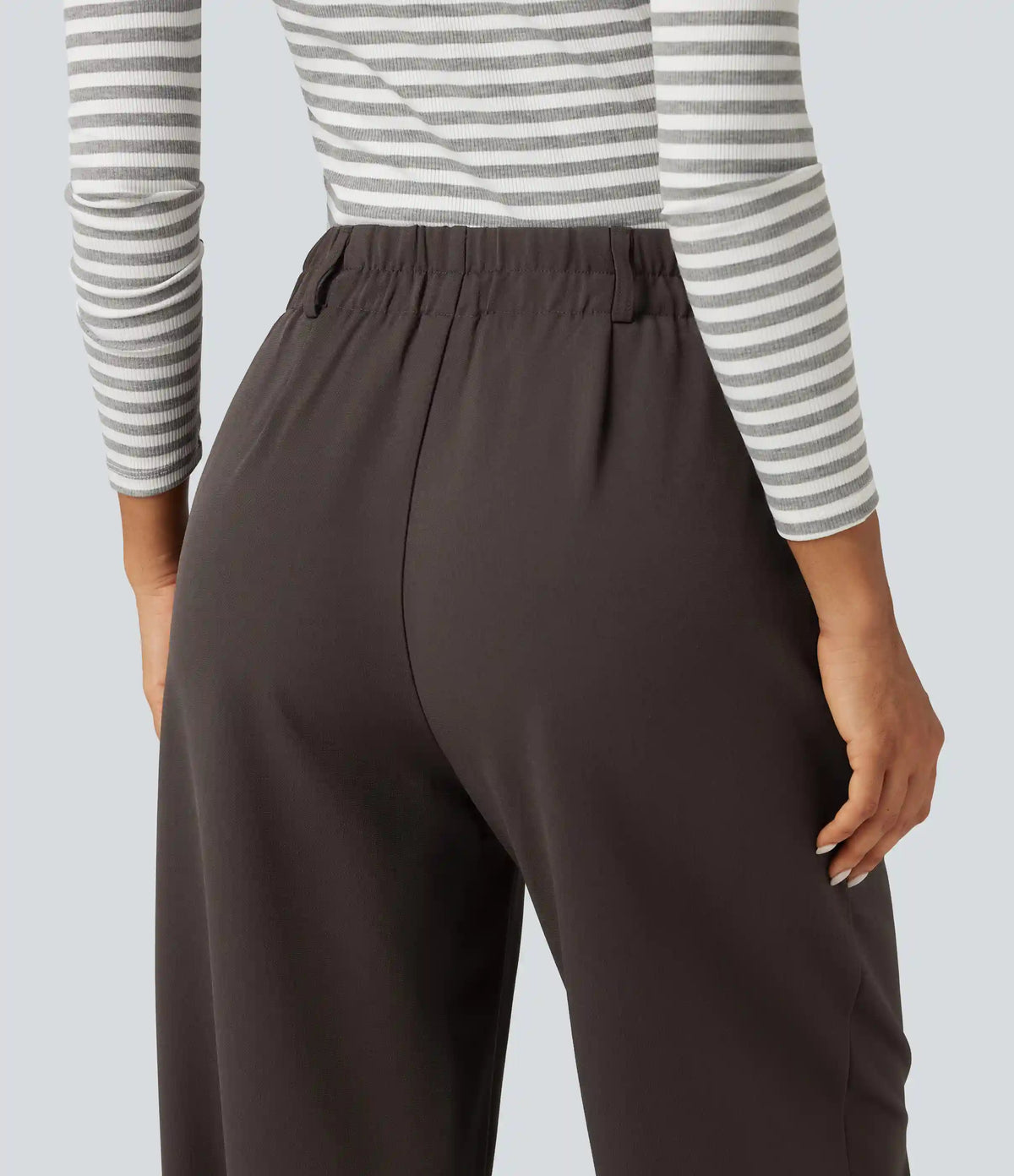 High Waisted Straight Leg Work Pants with Pockets