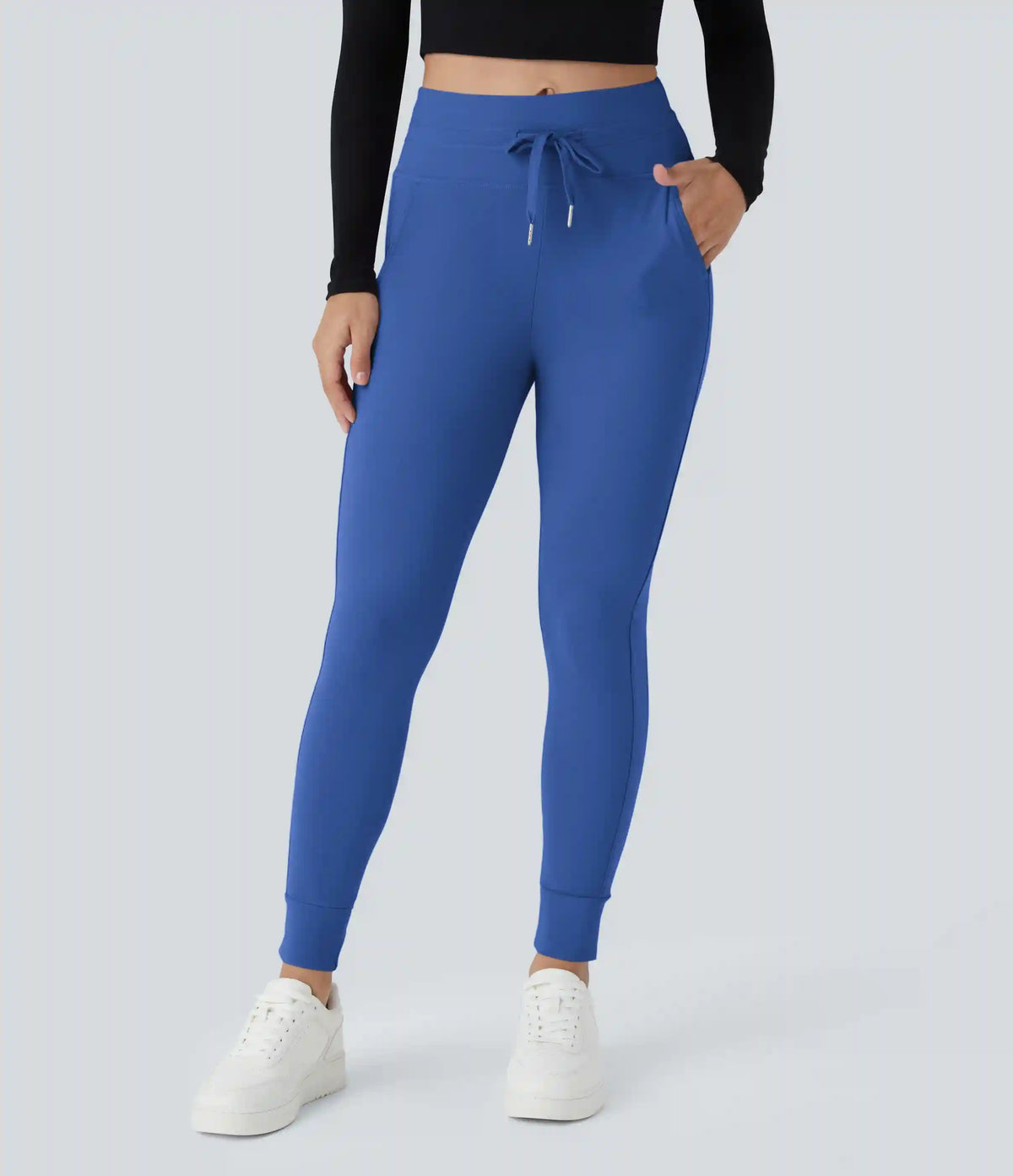 SoftlyZero™ Plush High Waisted Drawstring Pocket Plain Full Length Joggers