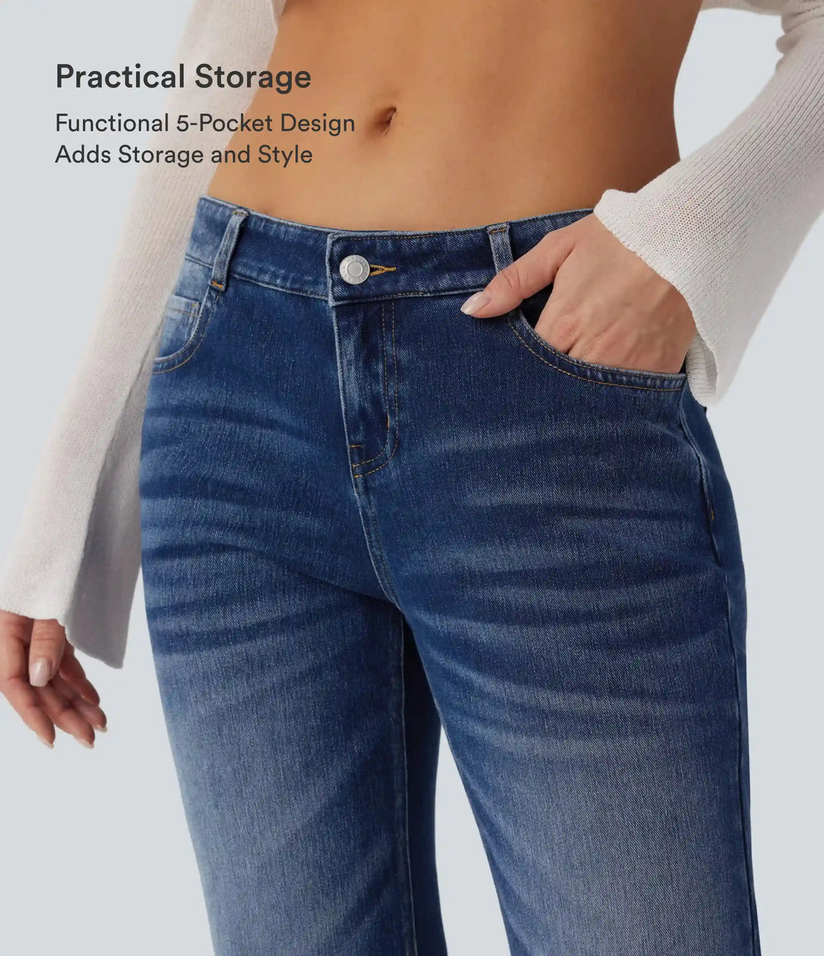 Halara Flex™ Low Rise Flare Washed Casual Jeans with Pockets