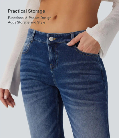 Halara Flex™ Low Rise Flare Washed Casual Jeans with Pockets