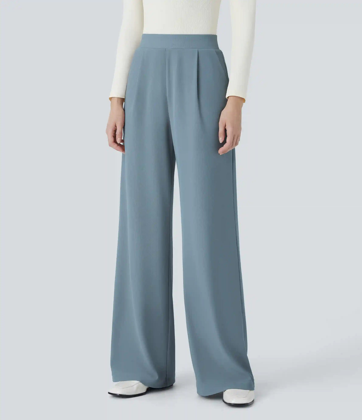 Halara Flex™ High Waisted Body Sculpt Waist-Slimming Pocket Wide Leg Micro Waffle Work Pants