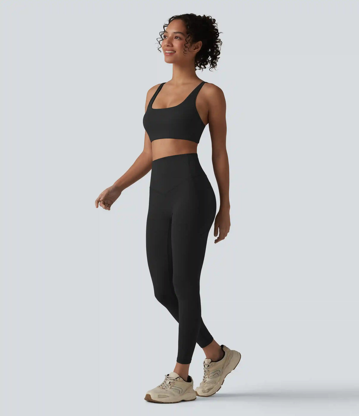 Halara UltraSculpt™ High Waisted Tummy Control Contrast Ribbed Yoga 7/8 Leggings with Pockets