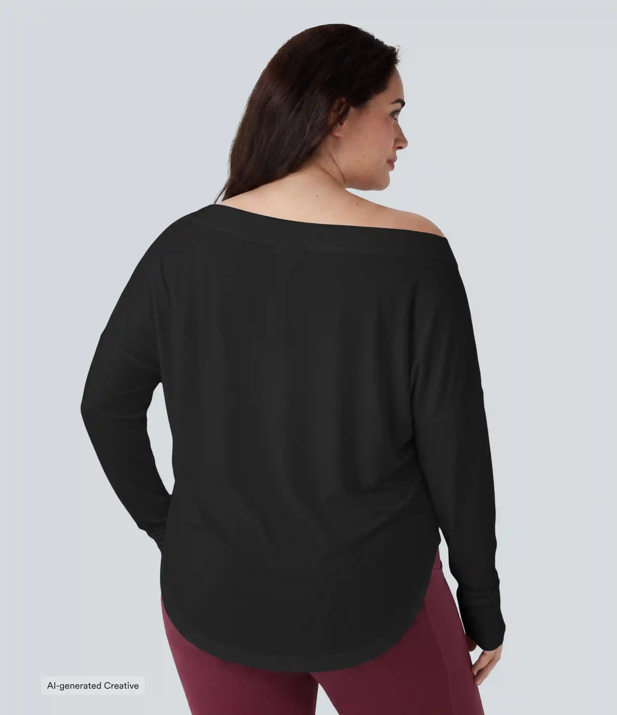 Plus Size One Shoulder Long Sleeve Thumb Hole Curved Hem High Low Quick Dry Yoga Sports Top