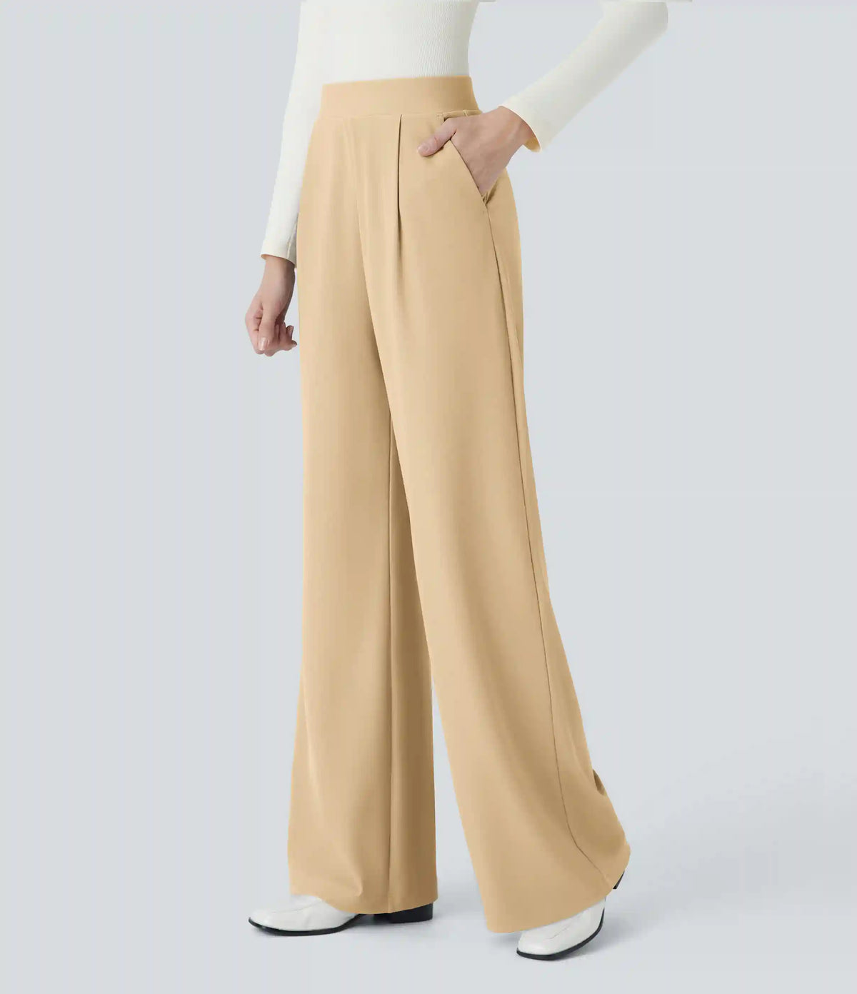 Halara Flex™ High Waisted Body Sculpt Waist-Slimming Pocket Wide Leg Micro Waffle Work Pants