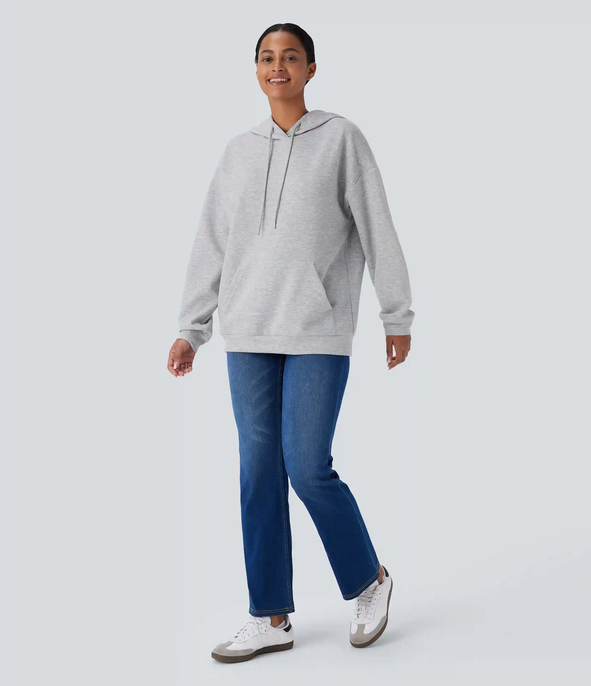 Hooded Drawstring Long Sleeve Kangaroo Pocket Crossover Casual Sweatshirt