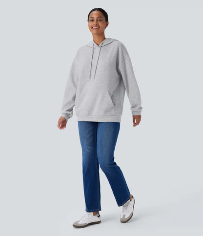 Hooded Drawstring Long Sleeve Kangaroo Pocket Crossover Casual Sweatshirt
