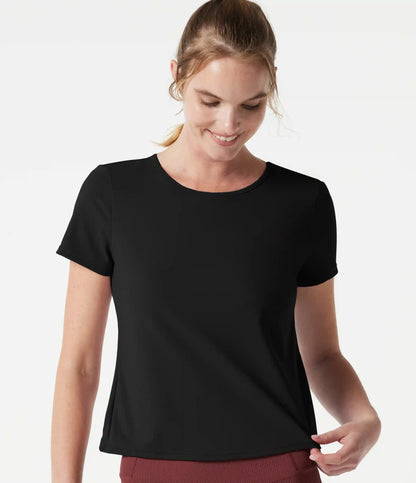 Round Neck Built-in Bra Short Sleeve InstantCool Quick Dry Yoga Sports Top-UPF50+
