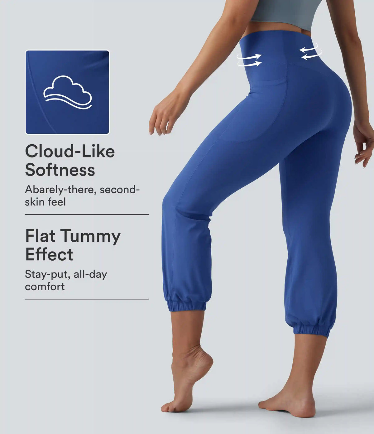 SoftlyZero™ High Waisted Tummy Control Dance Cropped Balloon Joggers with Pockets