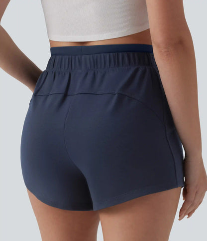 High Waisted 2-in-1 Casual Sweat Shorts 4'' with Pockets