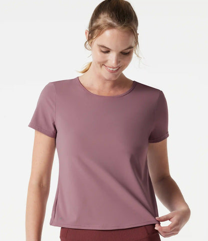 Round Neck Built-in Bra Short Sleeve InstantCool Quick Dry Yoga Sports Top-UPF50+