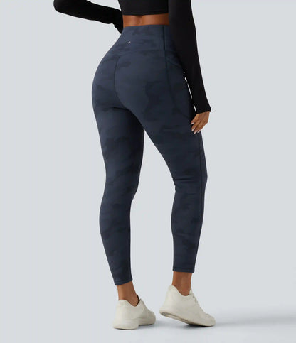 Halara UltraSculpt™ High Waisted Tummy Control Camo Fleece Workout Leggings with Pockets